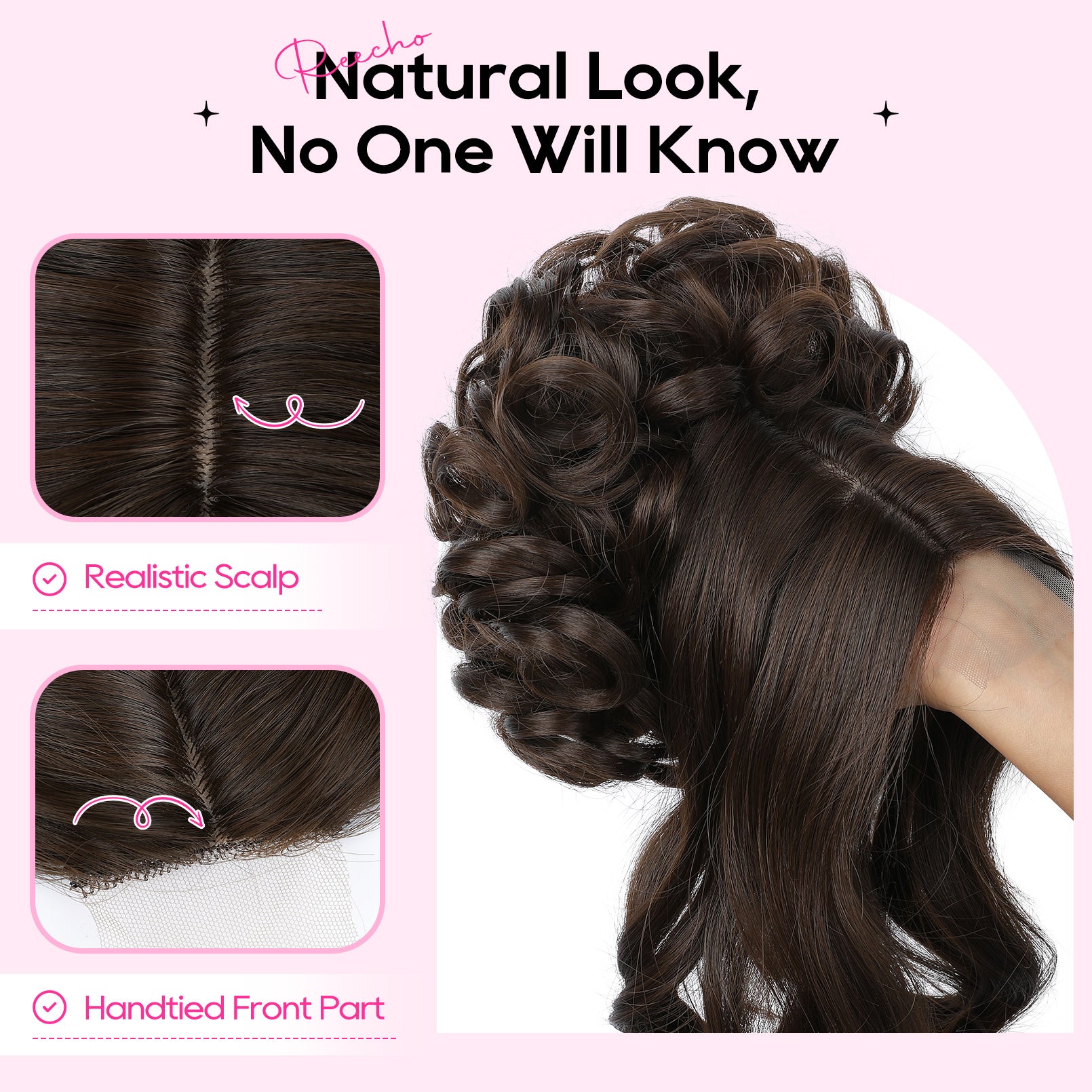 REECHO Messy Bun Hair Piece with Bangs - 2-in-1 Hair Bun Hairpieces Cu