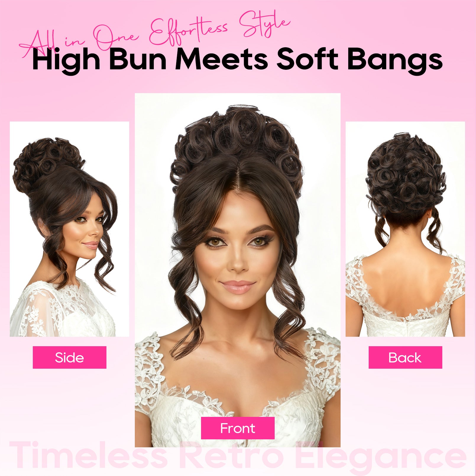 REECHO Messy Bun Hair Piece with Bangs - 2-in-1 Hair Bun Hairpieces Cu