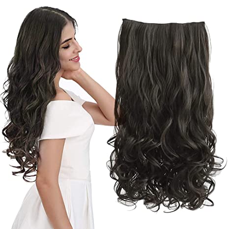 Clip in Hair Extensions - 3/4 Full Head Wavy Synthetic, Multiple Colors Available
