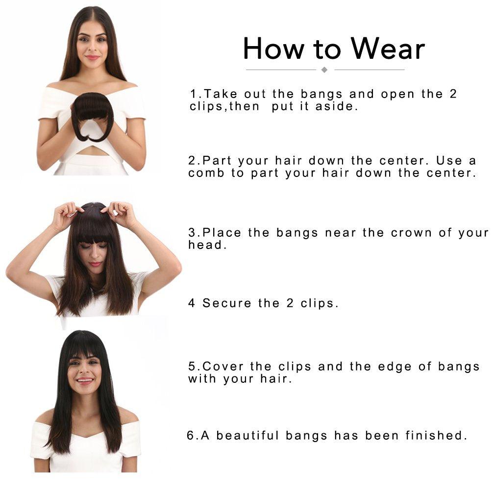 Clips in hair bangs Full Length hair bangs 1 Piece Layered bangs