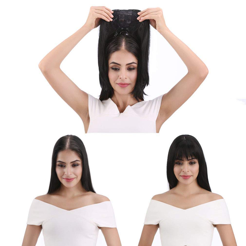 REECHO Synthetic Hair Topper Wiglet Hair Enhancer with 3 Clips in Straight Hair Extensions Hair Closure Piece Hairpieces for Women