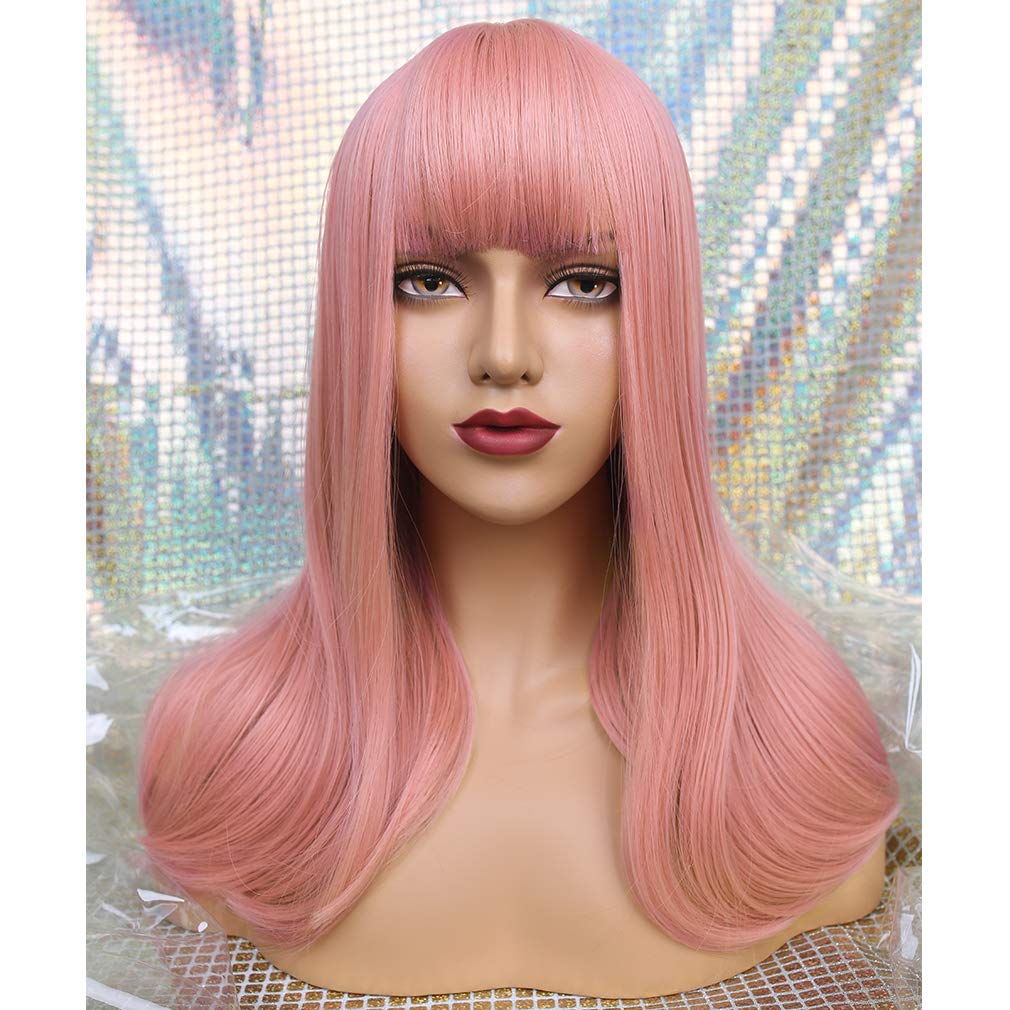 REECHO Wig with bangs Synthetic Hair for White Black Women Cosplay