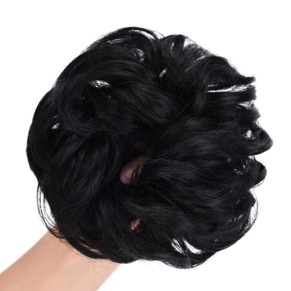 REECHO Thick 2PCS Updo Messy Hair Bun Curly Wavy Ponytail Extensions Hairpieces Hair Scrunchies Wraps Chignon for Women Girls