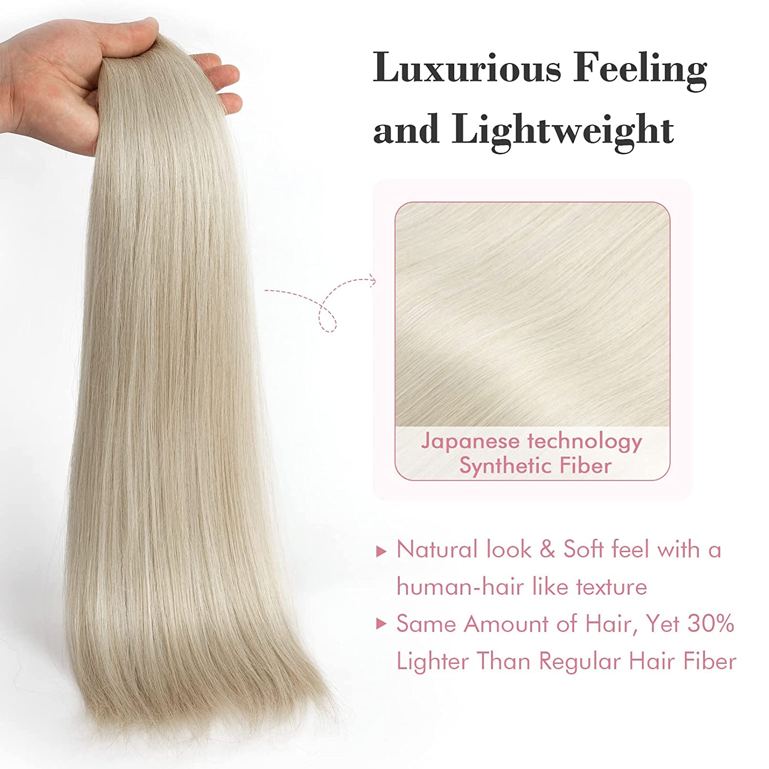 REECHO Clip in Hair Extensions, 24” Hair Extensions 5PCS  display picture 3
