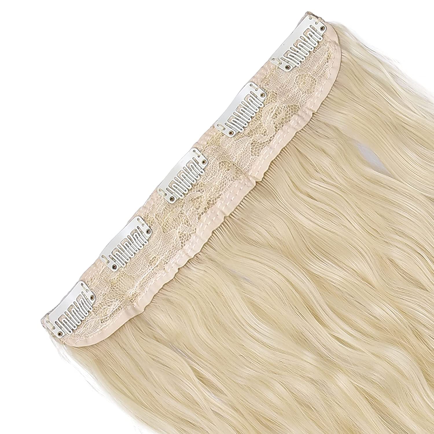 REECHO Wavy Wave Hair Extensions 20" 5 Clips in on Synthetic Hairpieces for Women