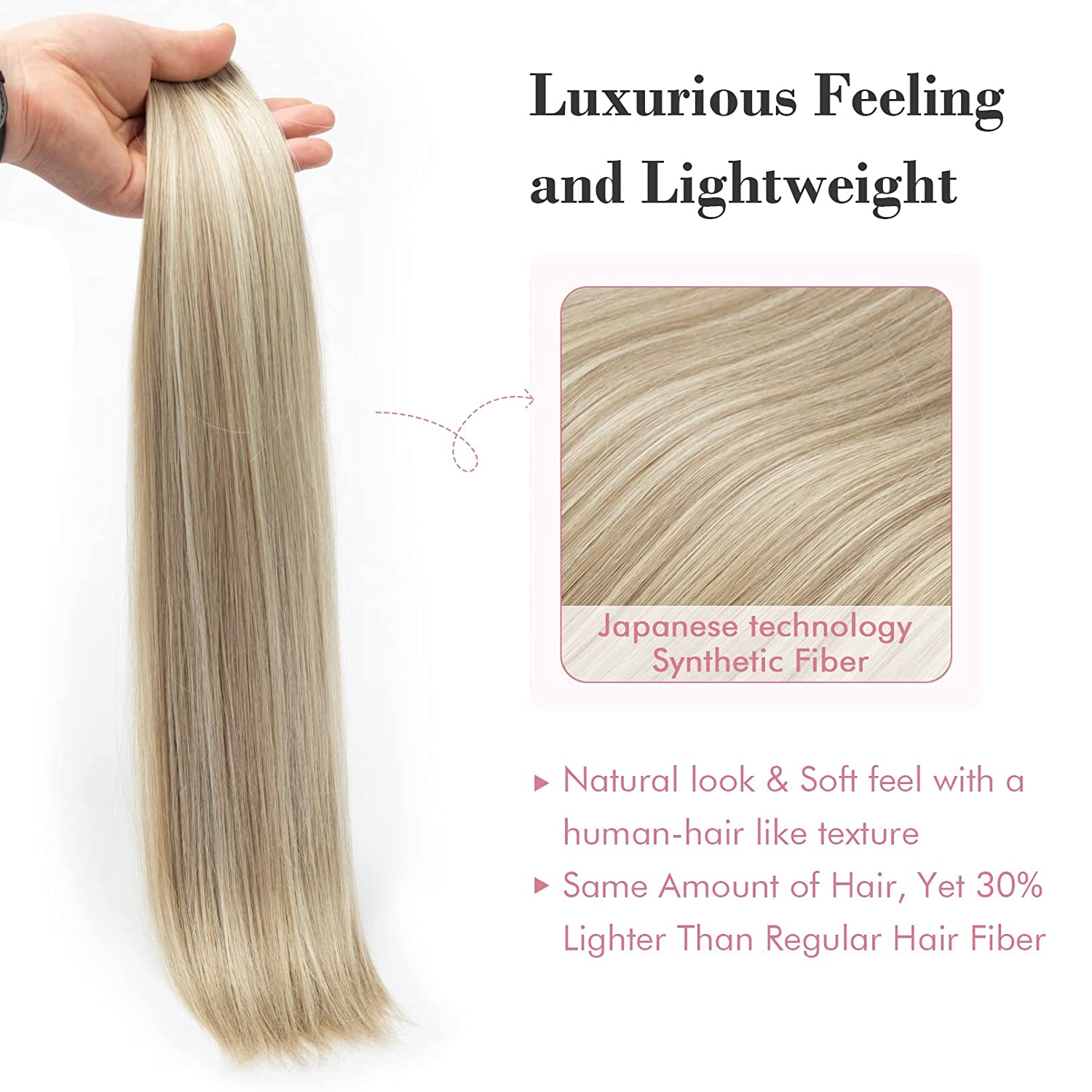REECHO Clip in Hair Extensions, 24” Hair Extensions 5PCS 