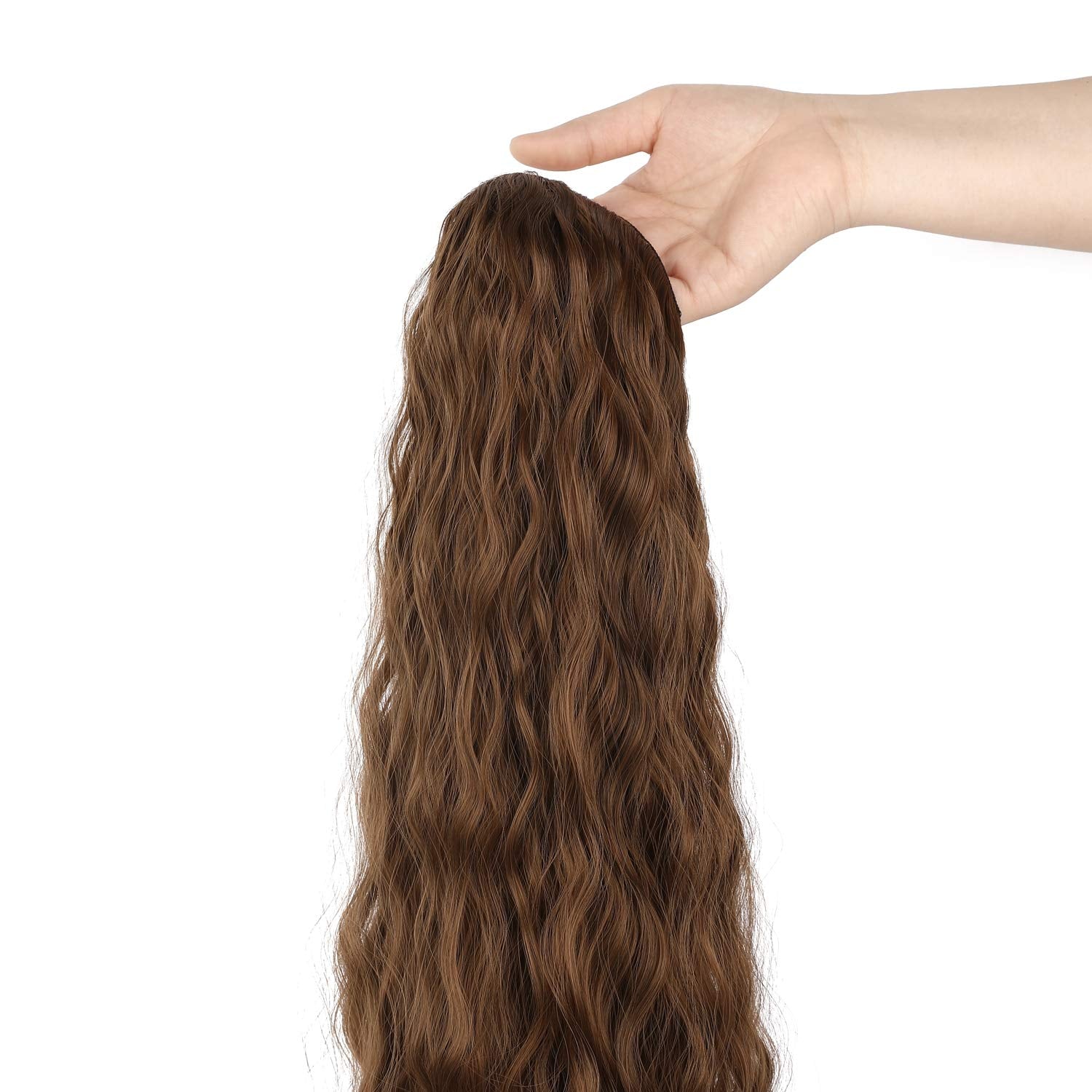 REECHO Wavy Wave Hair Extensions 20" 5 Clips in on Synthetic Hairpieces for Women