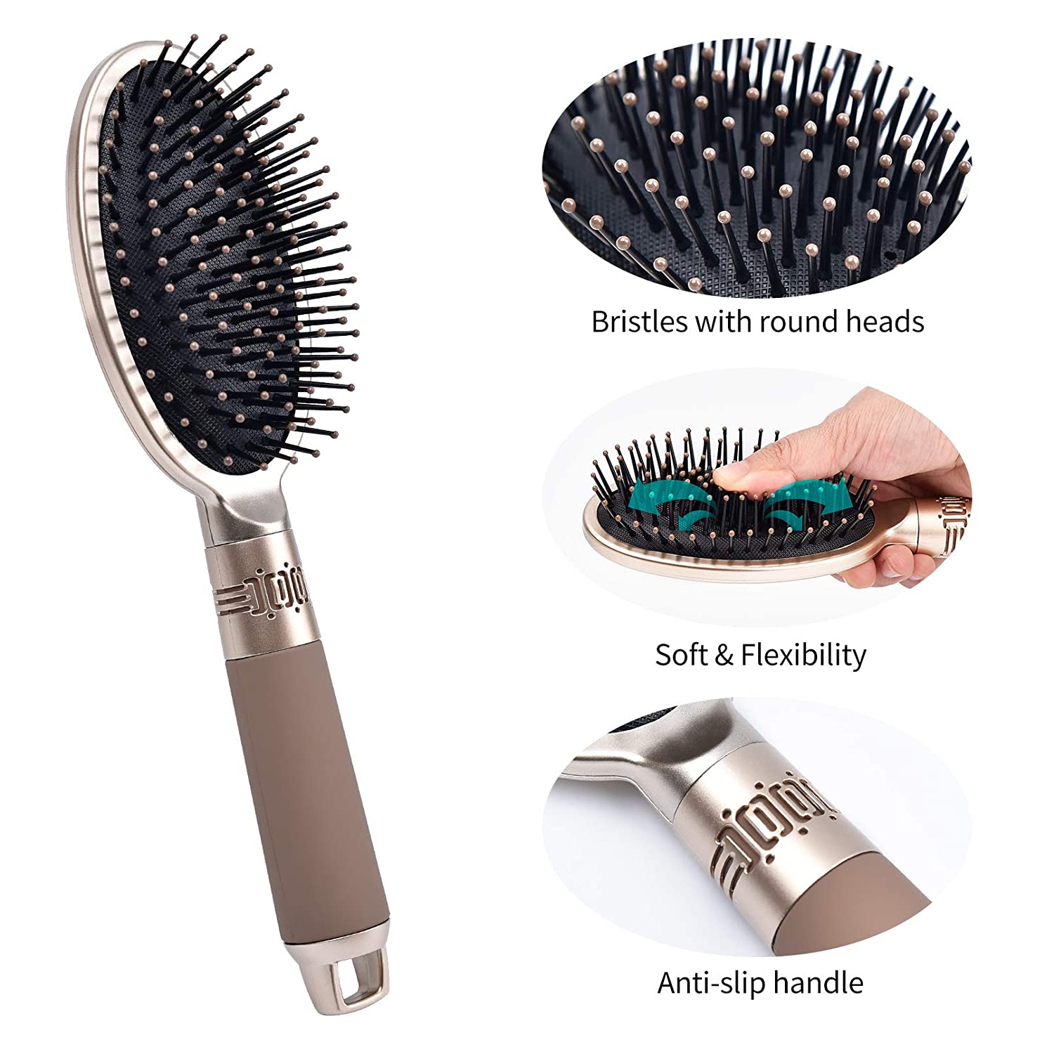 REECHO Paddle Hair Brush Wide Tooth Comb Set, Detangling Comb for Human Hair Synthetic Hair Extensions Wigs Hairpieces, Styling Hairbrush