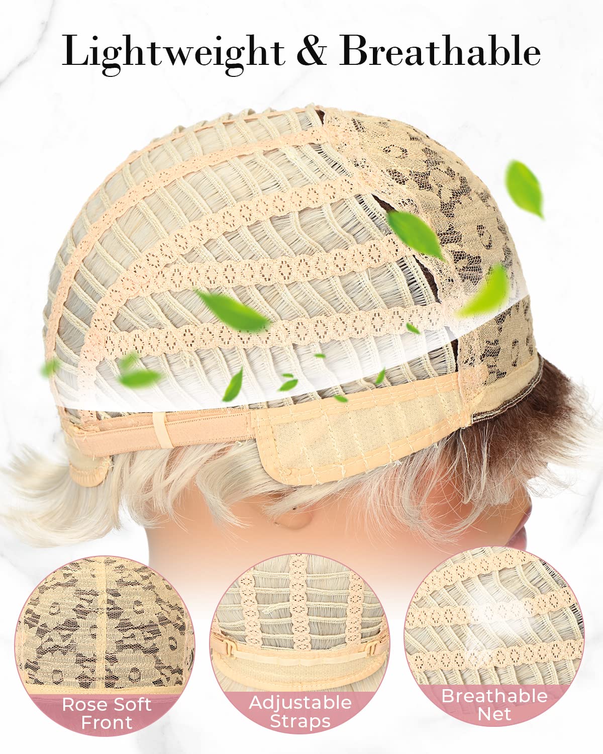REECHO Pixie Cut Wigs for White Women, Short Wigs with Bangs layered hairstyles for Unisex Adult