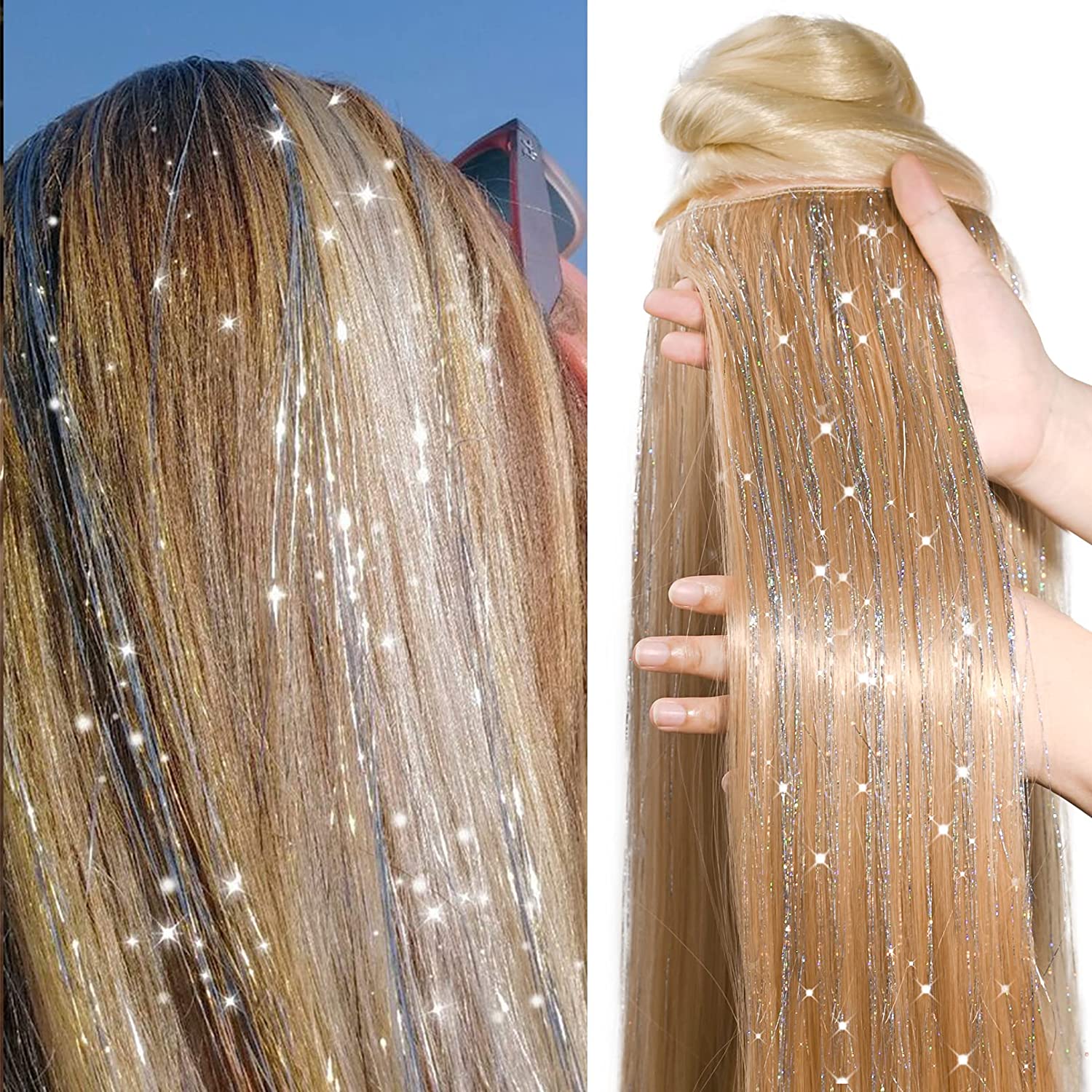 REECHO Straight Clips in hair extensions Clips on Hairpieces Synthetic Hair Extensions for Women 5 Clips per Piece