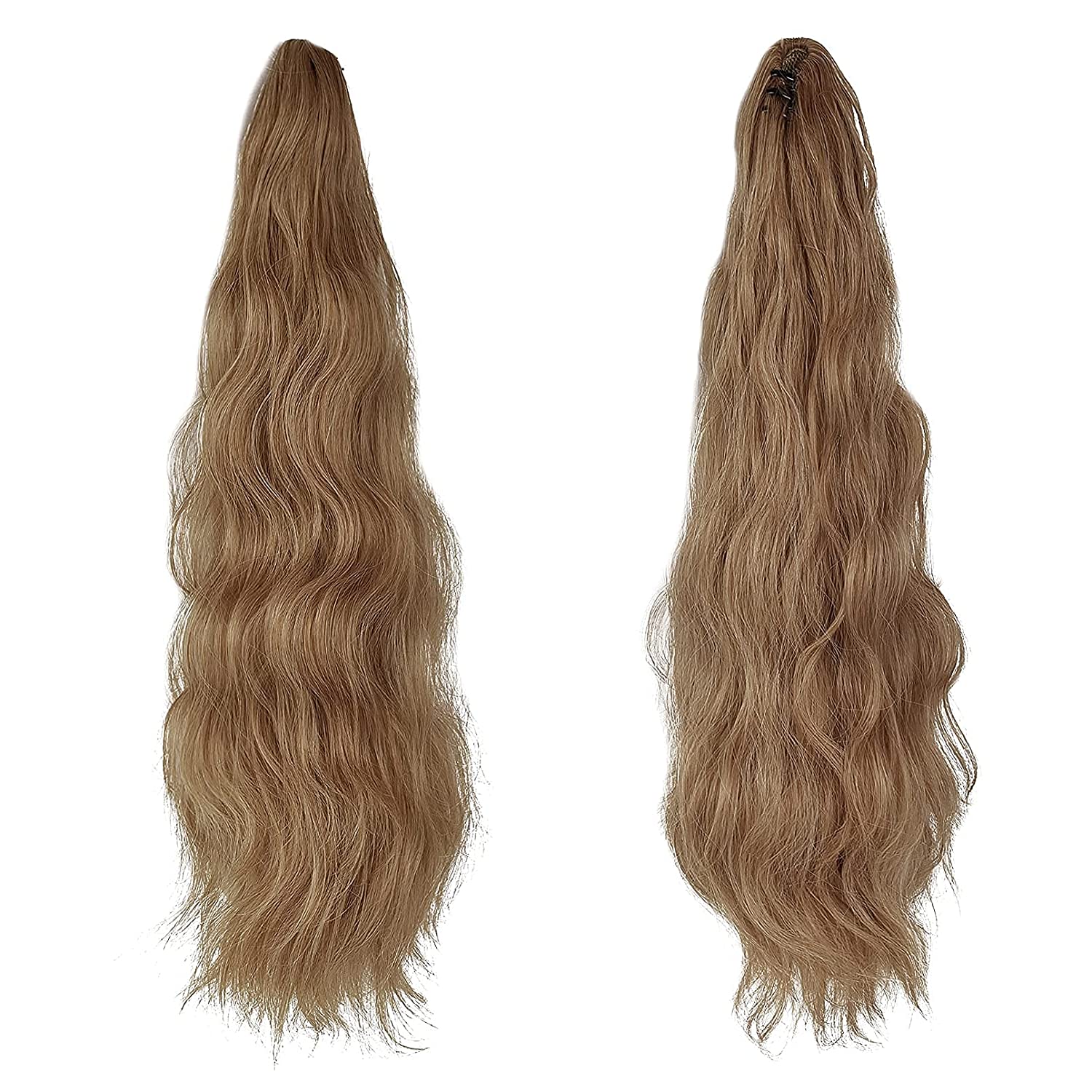 REECHO Ponytail Extension, Claw Clip in Wavy Curly Hair Extension Jaw Clip on Pony Tail Hairpiece for Women