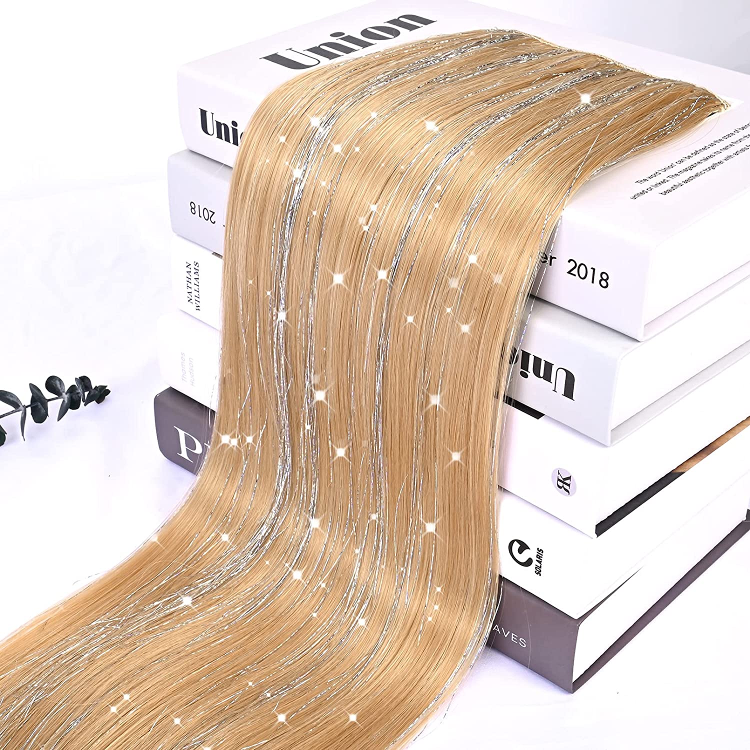 REECHO Straight Clips in hair extensions Clips on Hairpieces Synthetic Hair Extensions for Women 5 Clips per Piece
